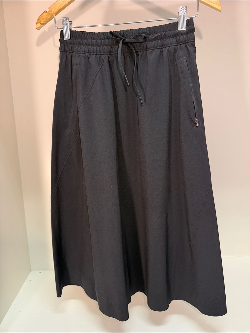 Athleta Black Drawstring A-Line Skirt Size 0